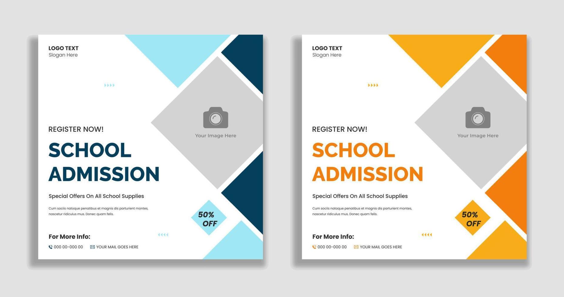 School admission social media and web banner template vector