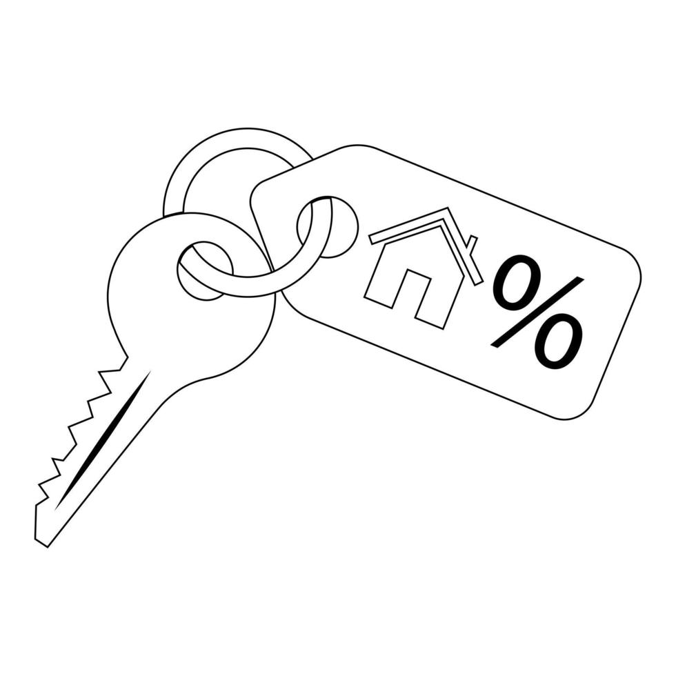 Linear key icon with keychain. vector isolated on a white background