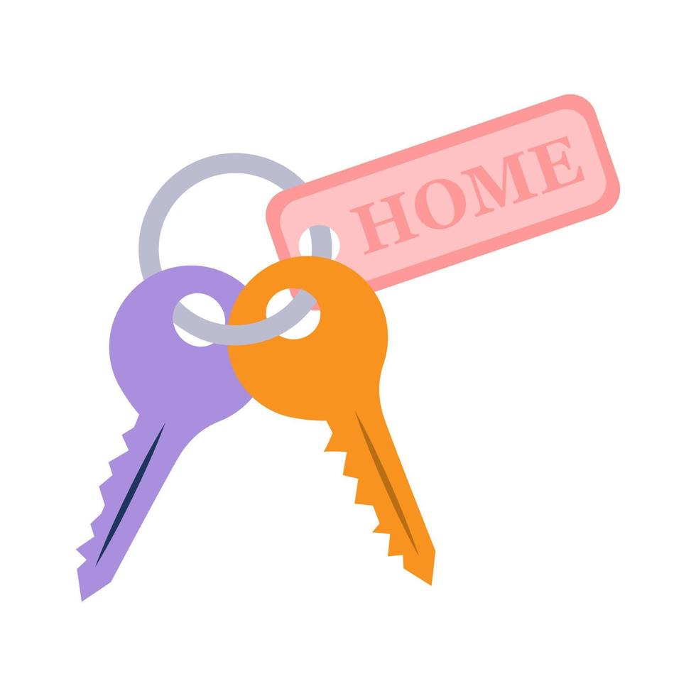 Keychain icon with keys, flat color illustration. Vector isolated on a white background
