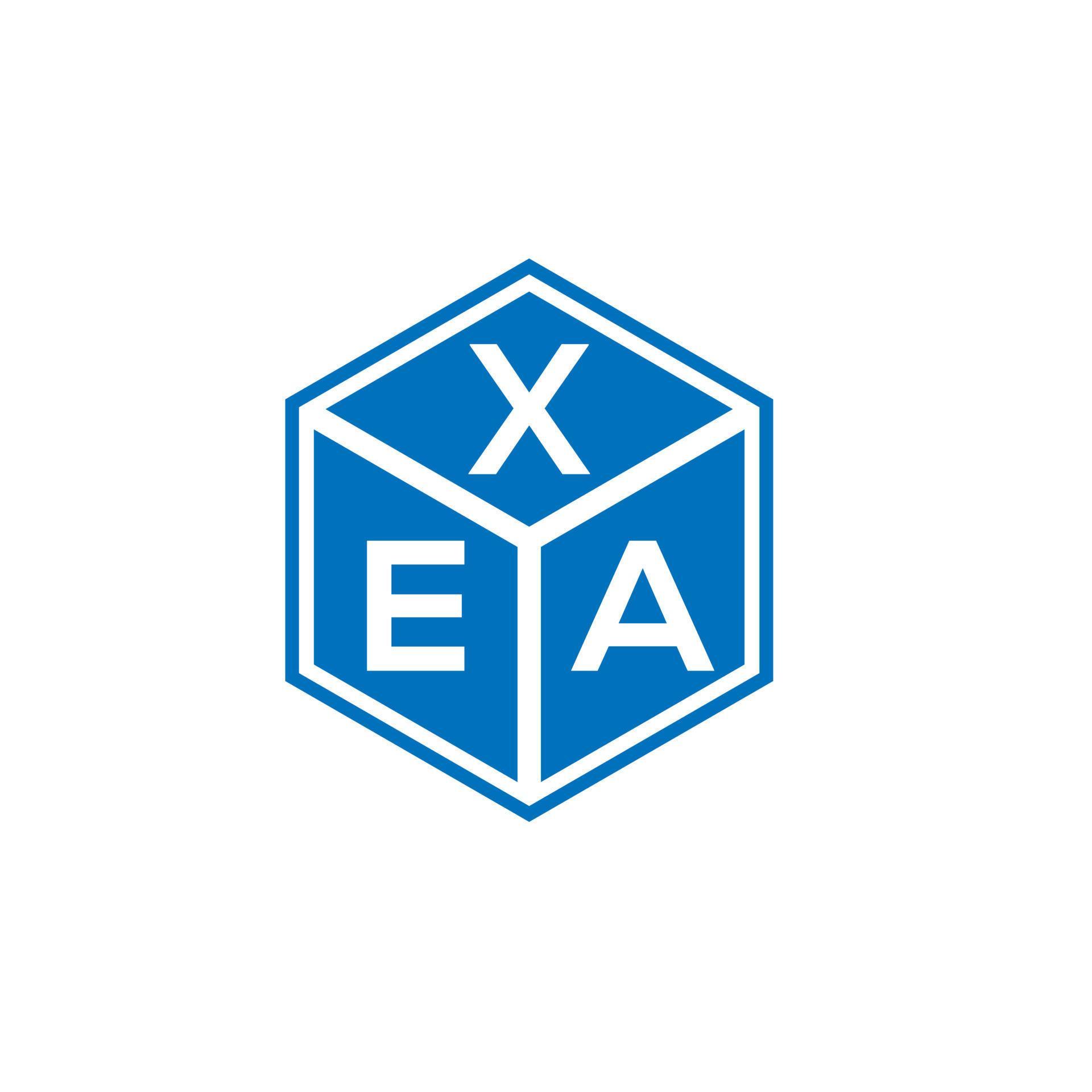 XEA letter logo design on black background. XEA creative initials