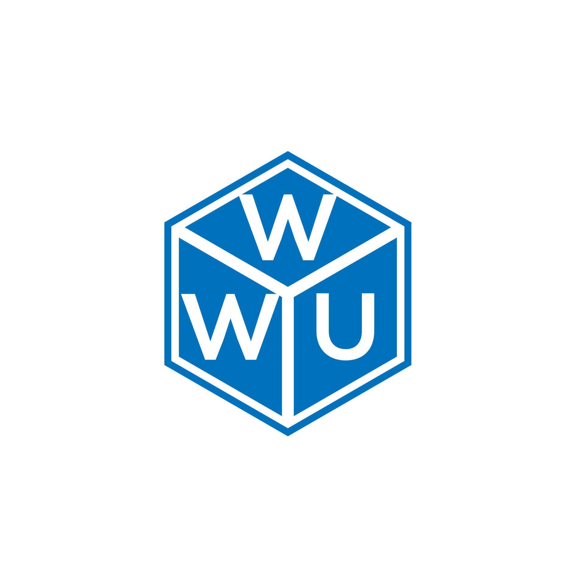 WWU letter logo design on black background. WWU creative initials