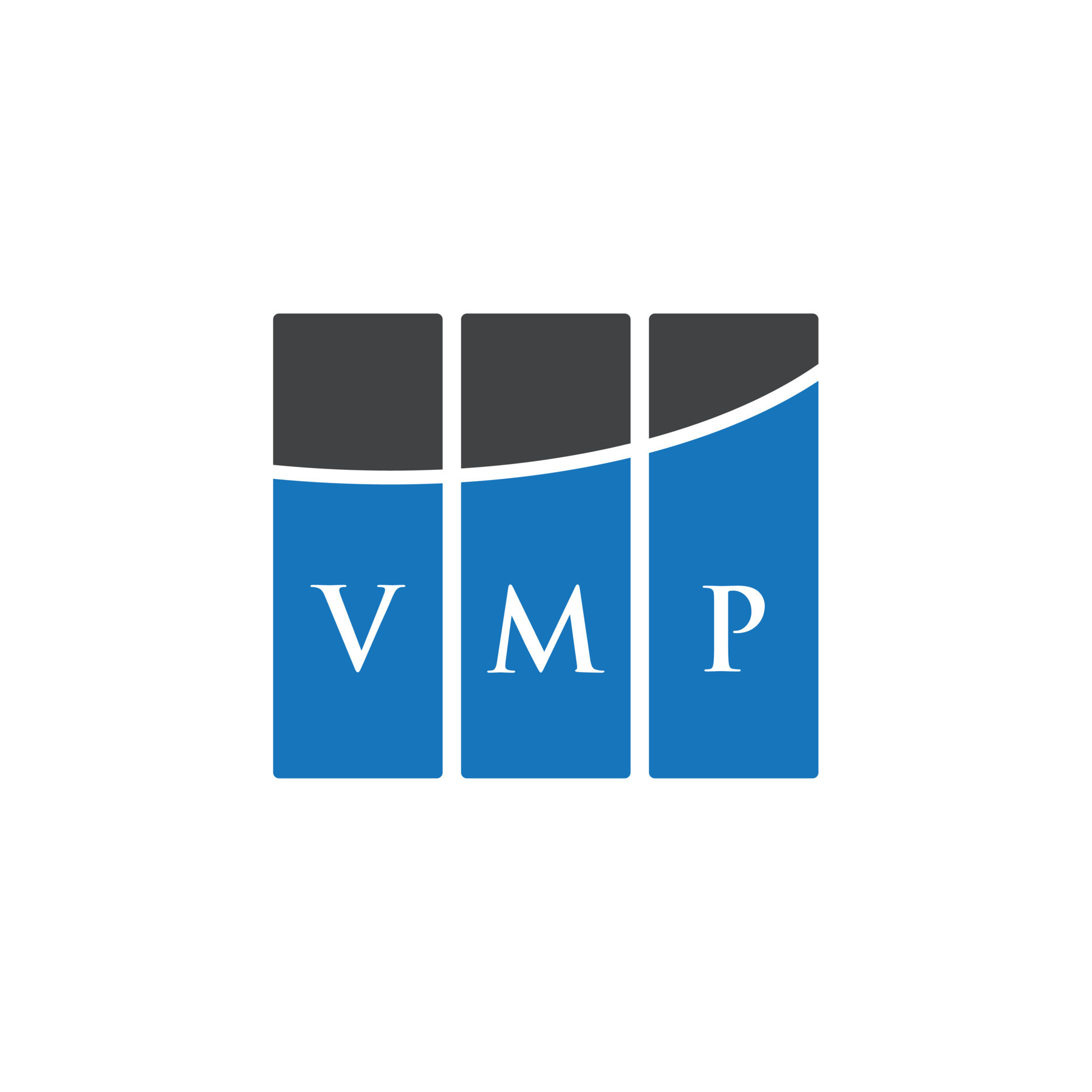VMP letter logo design on WHITE background. VMP creative initials