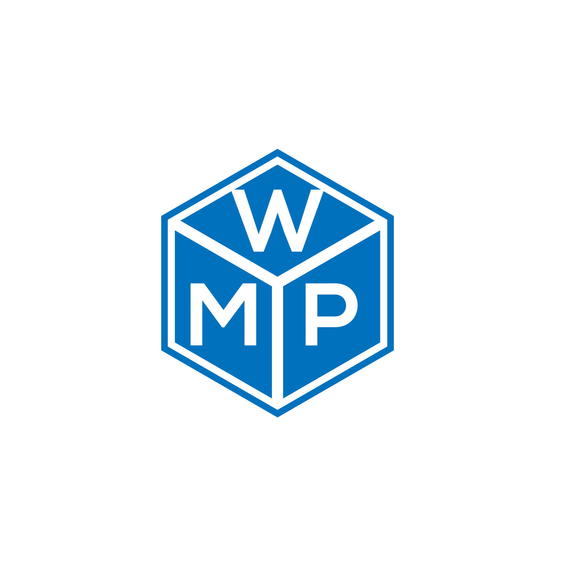 WMP letter logo design on black background. WMP creative initials