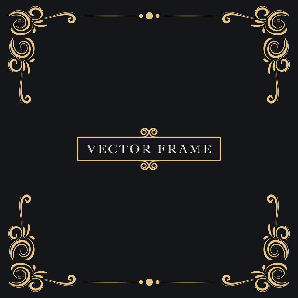 Elegant gold frame ornament border design vector