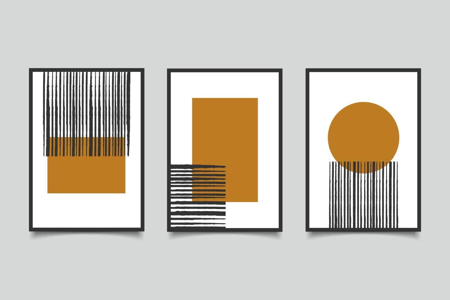 conjunto de cartel de rayas abstractas amarillas minimalista moderno vector