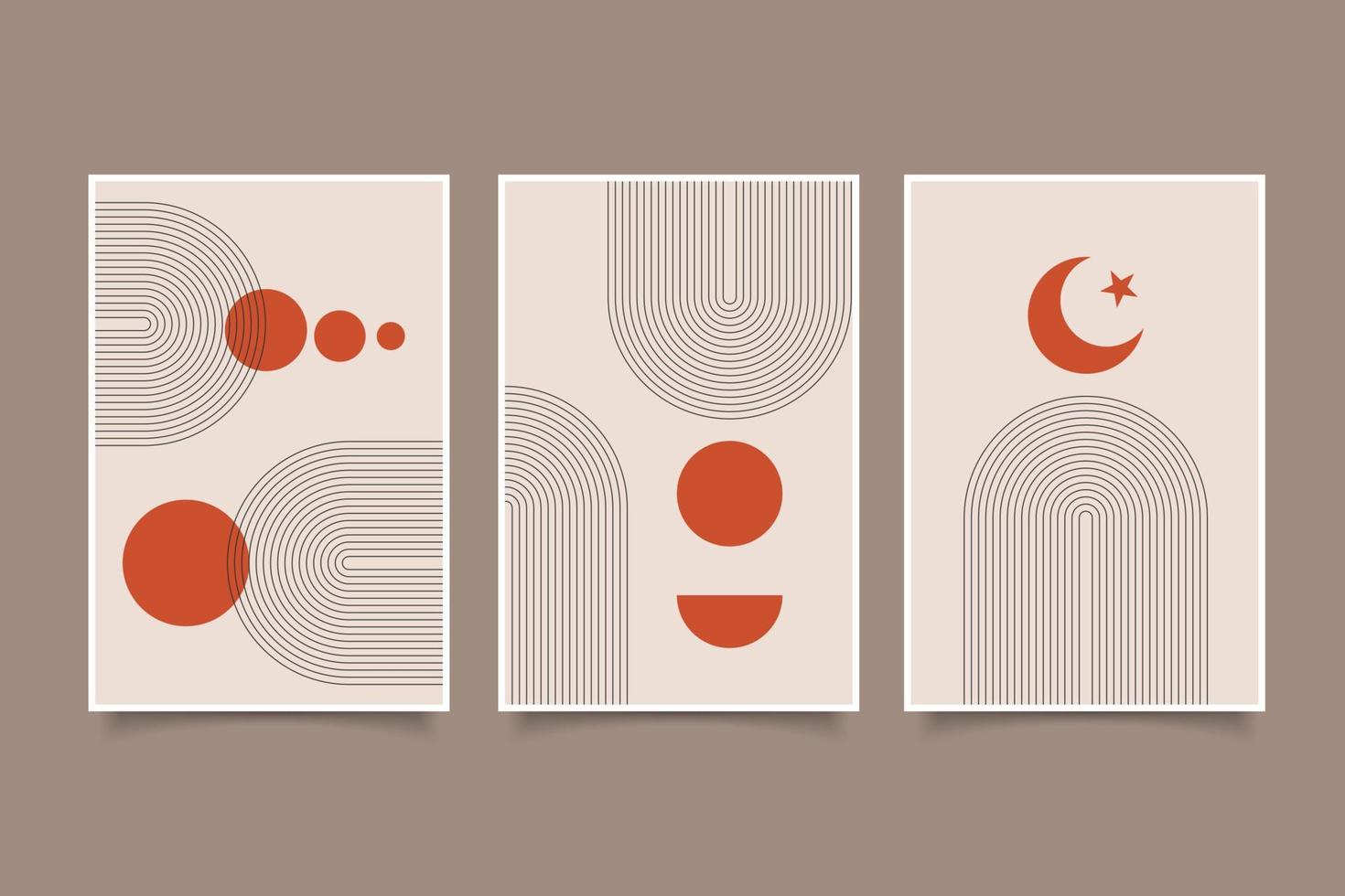 mid century modern aesthetic vintage wall art vector