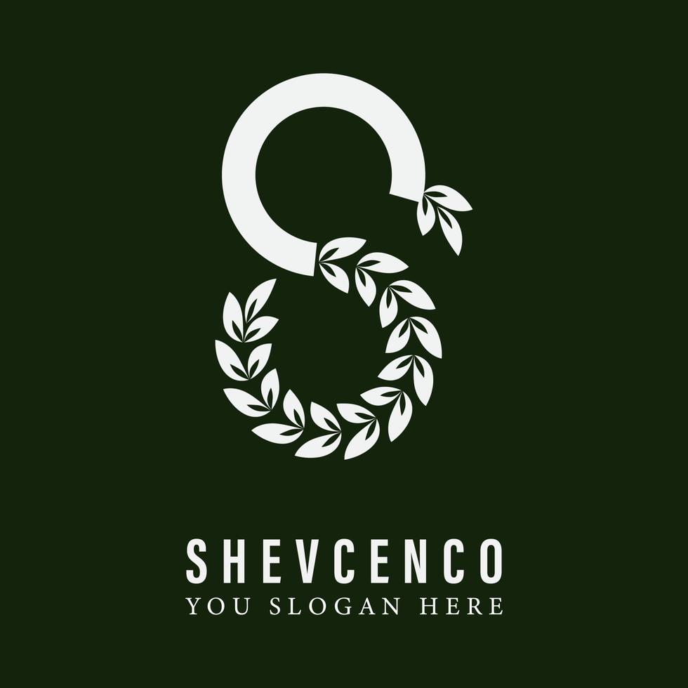 Elegant letter S with wreath floral logo creative vector