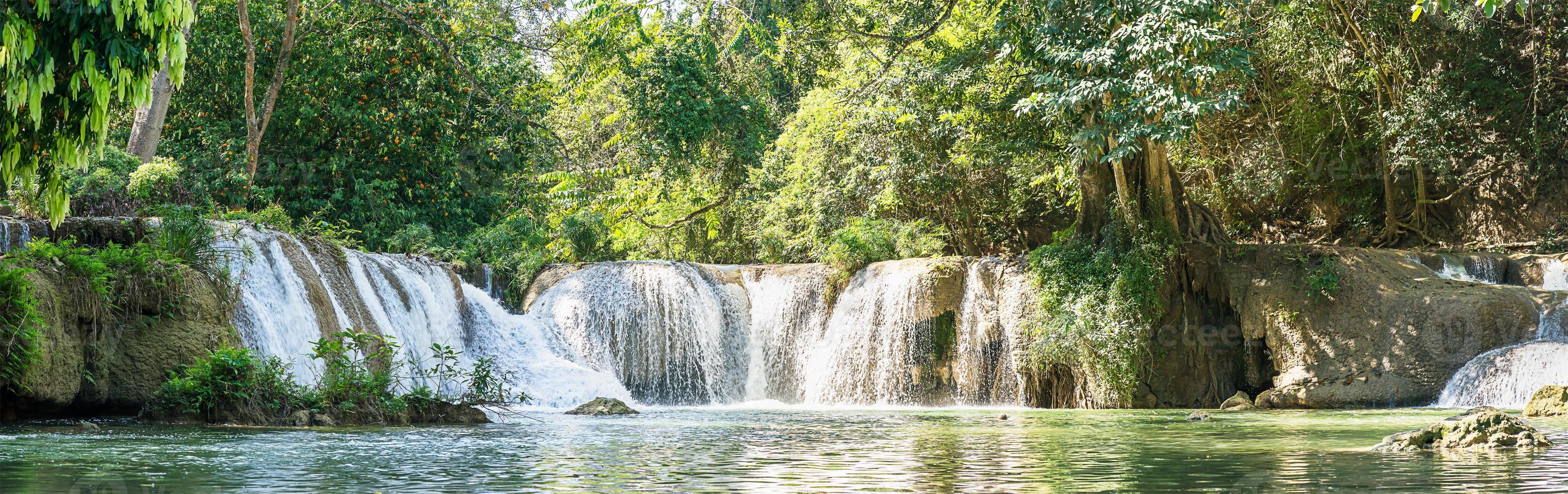 Panorama Chet Sao Noi waterfall in national park photo