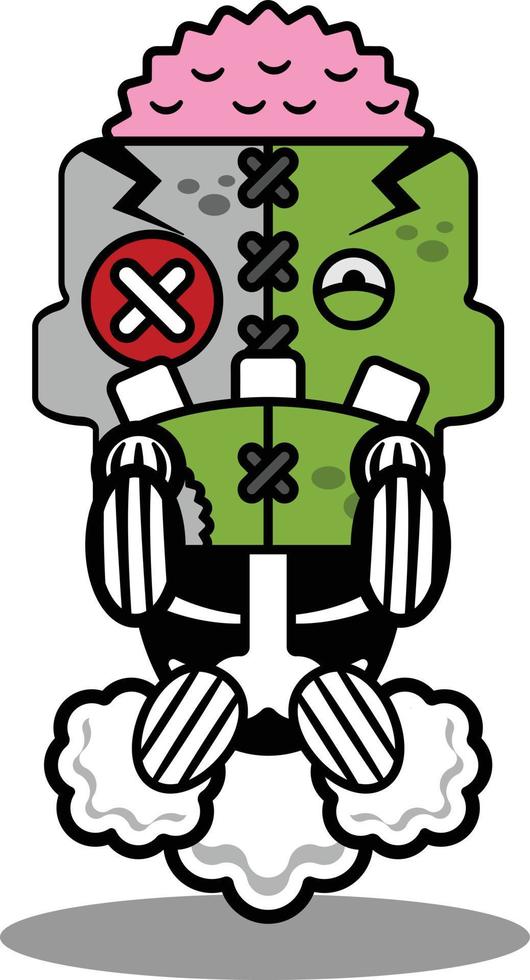 cartoon character costume vector illustration rocket fart cute zombie doll mascot