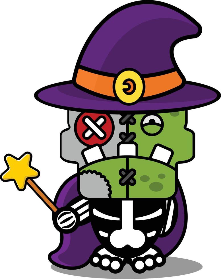 cartoon character costume vector illustration witch cute zombie doll mascot