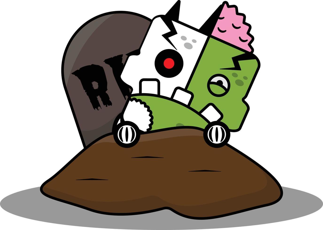 caricatura personaje disfraz vector ilustración zombie hueso mascota se levanta de la tumba