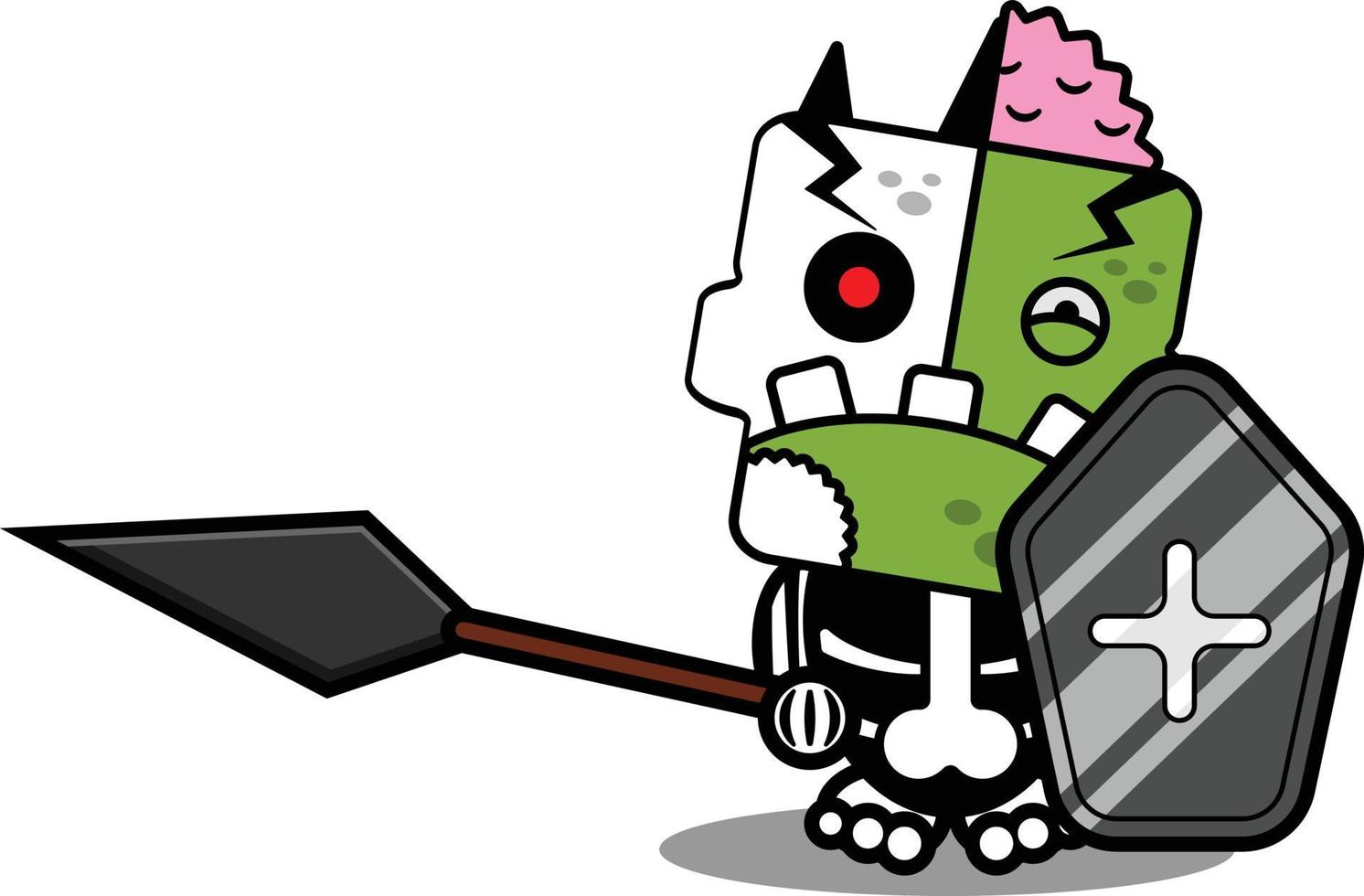 personaje de dibujos animados disfraz vector ilustración zombie hueso mascota guerrero