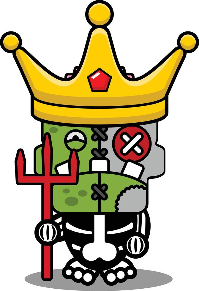 cartoon character costume vector illustration king cute zombie doll mascot