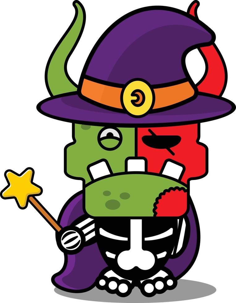 cartoon character costume vector illustration witch cute zombie demon mascot