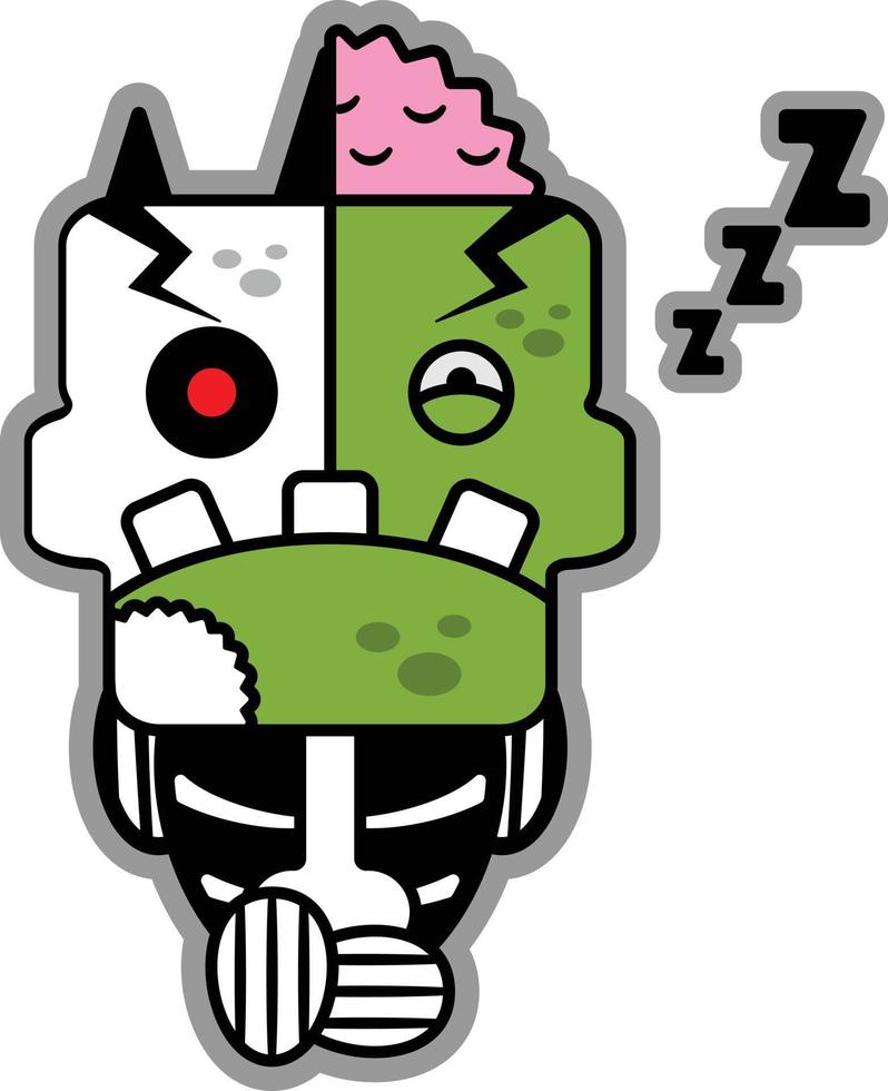 personaje de dibujos animados disfraz vector ilustración zombie hueso mascota durmiendo