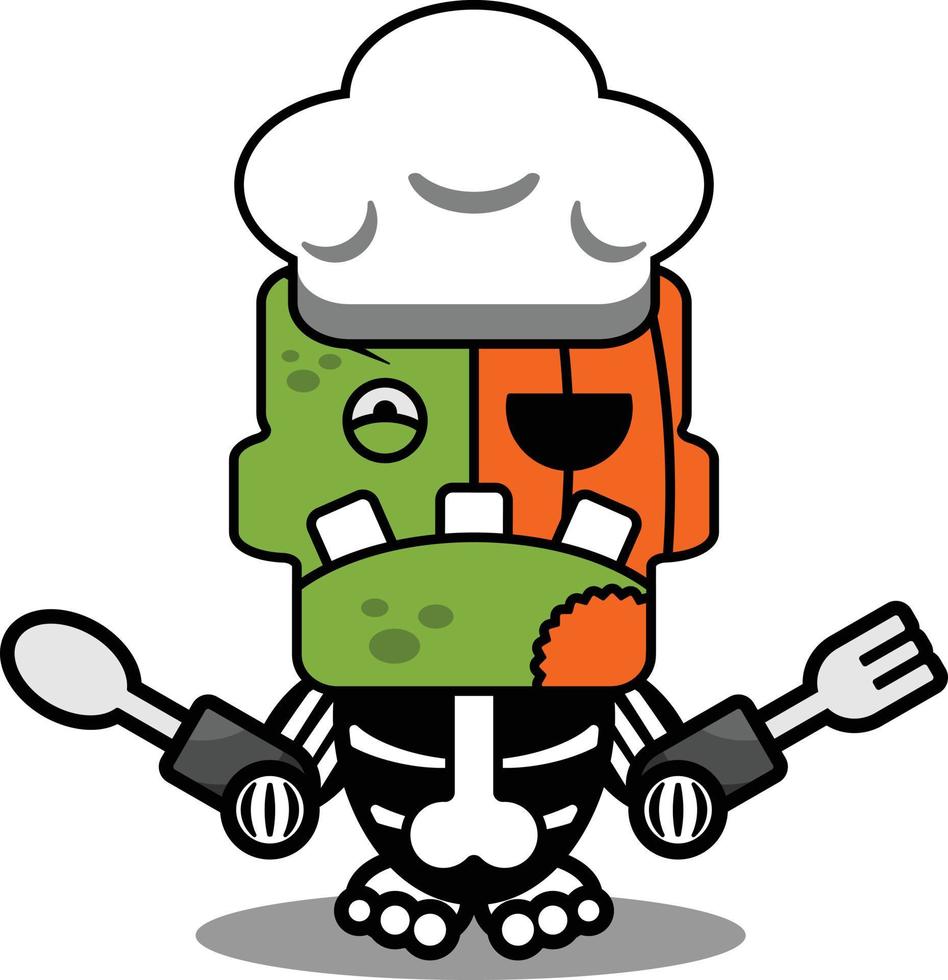 personaje de dibujos animados traje ilustración vectorial chef calabaza zombie mascota vector