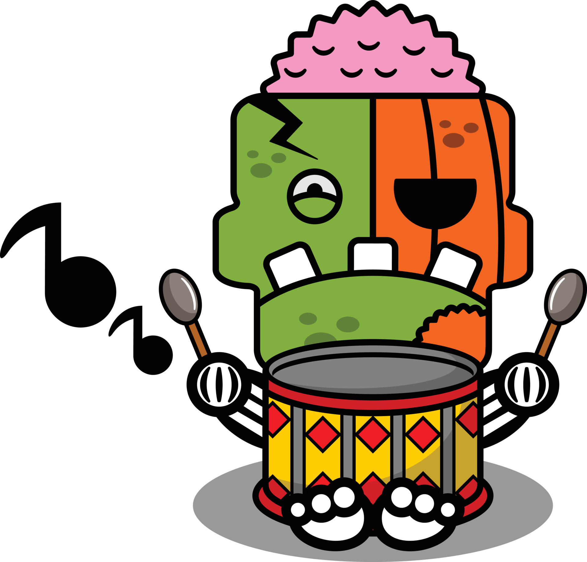 cartoon character costume vector illustration pumpkin zombie mascot playing  drums 9325755 Vector Art at Vecteezy