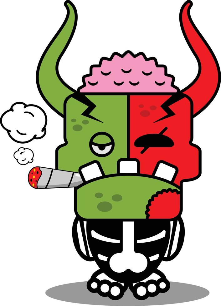 cartoon character costume vector illustration cute zombie demon mascot smoking