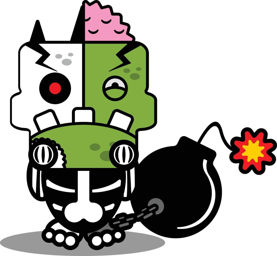 cartoon character costume vector illustration bomb chain zombie bone mascot