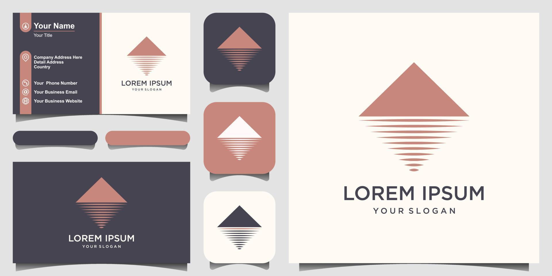 minimalist mountain and sea logo design inspiration vector