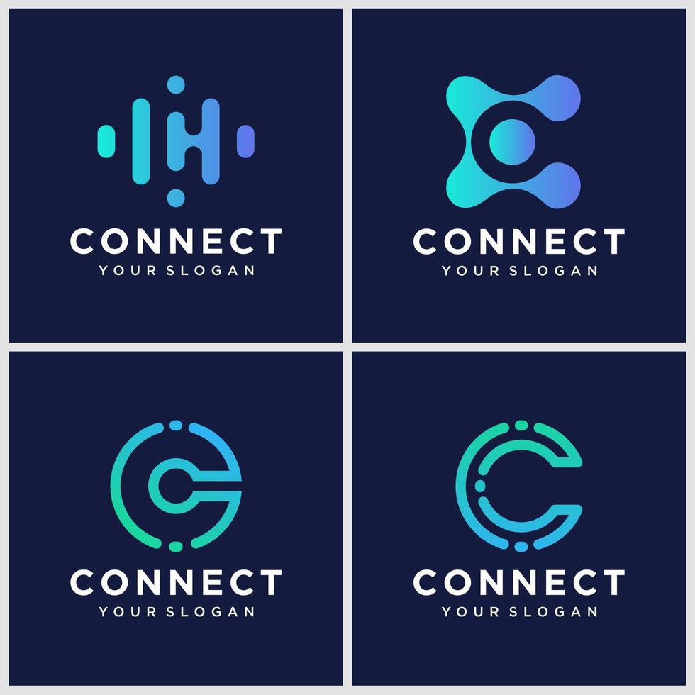 creative letter C logo design template with connect concept. vector