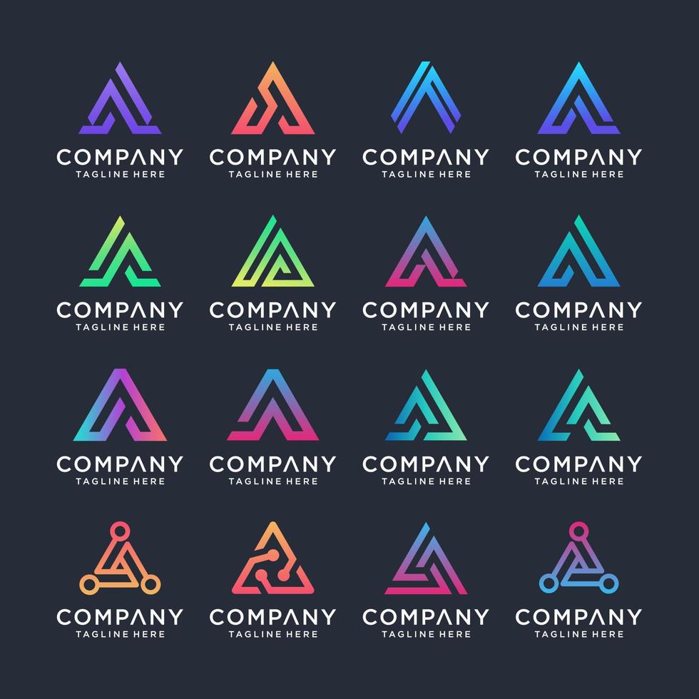 conjunto de letras creativas una plantilla de diseño de logotipo. iconos para negocios de lujo, elegantes, simples. vector