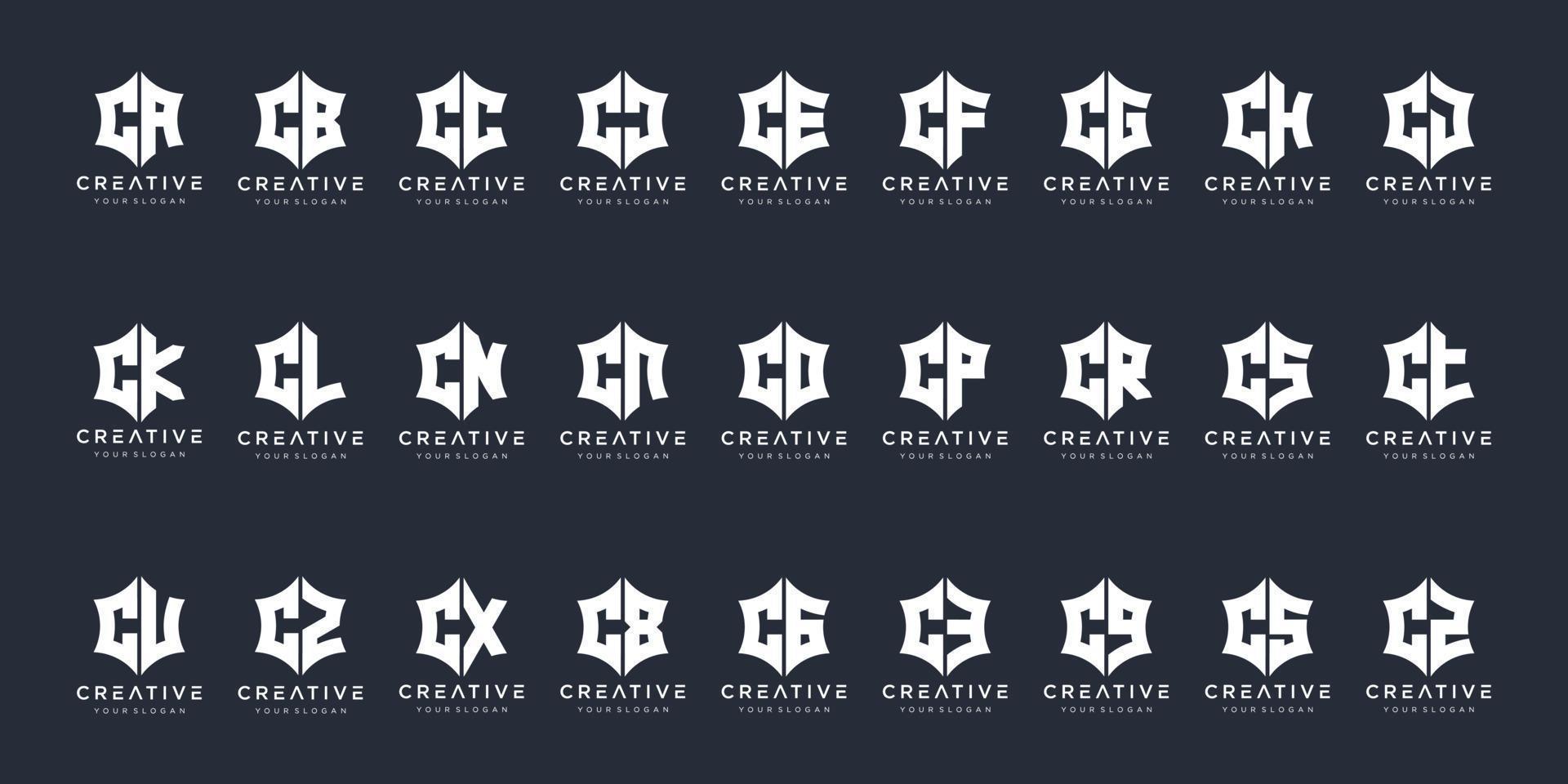 conjunto de letras creativas c con inspiración en el diseño del logotipo del monograma hexagonal de forma. iconos para negocios de lujo, elegantes, simples. vector
