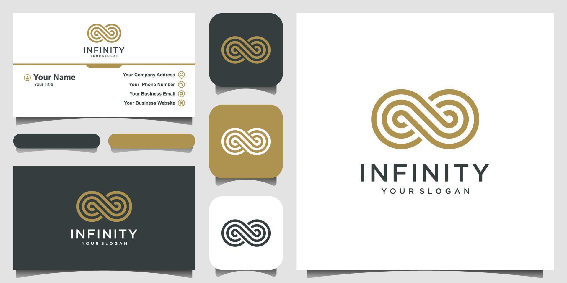 Bucle infinito sin fin con símbolo de vector de estilo de arte de línea, diseño especial de logotipo conceptual. diseño de tarjeta de visita