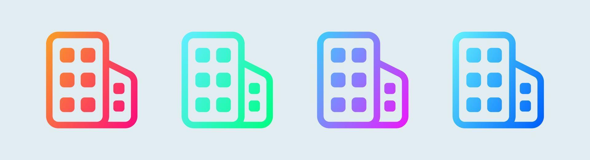 Building line icon in gradient colors. Architecture signs vector illustration.