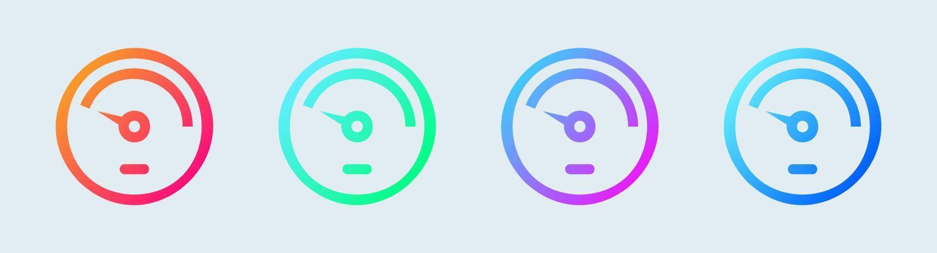 Speedometer line icon in gradient colors. Performance indicator signs vector illustration.