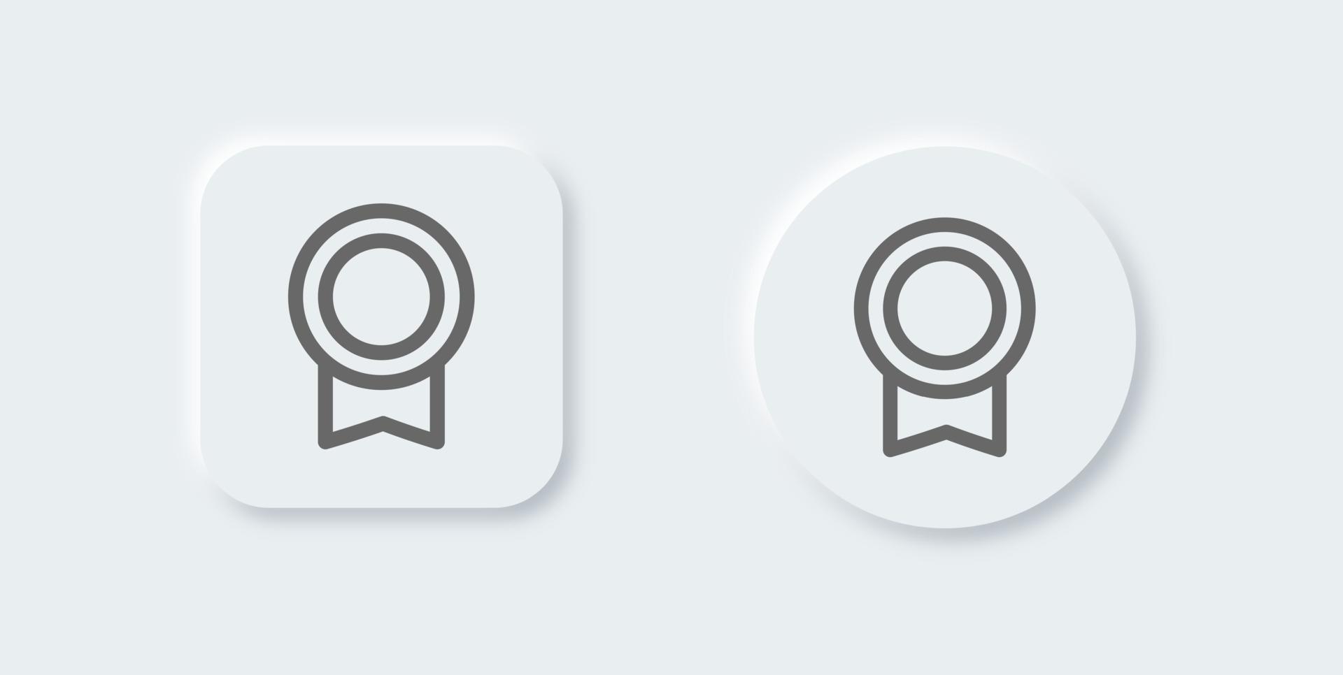 Badge line icon in neomorphic design style. Certification signs vector illustration.