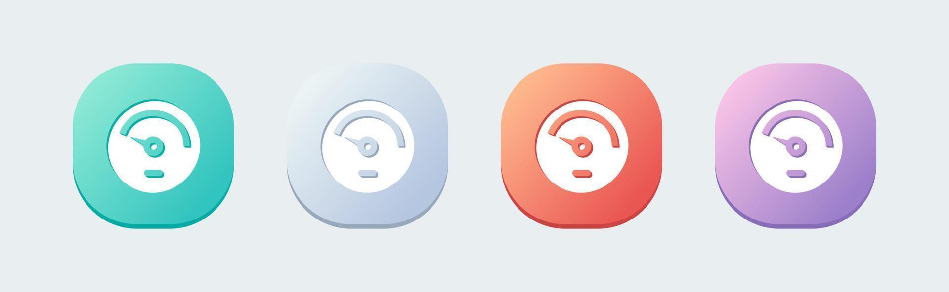 Speedometer solid icon in flat design style. Performance indicator signs vector illustration.
