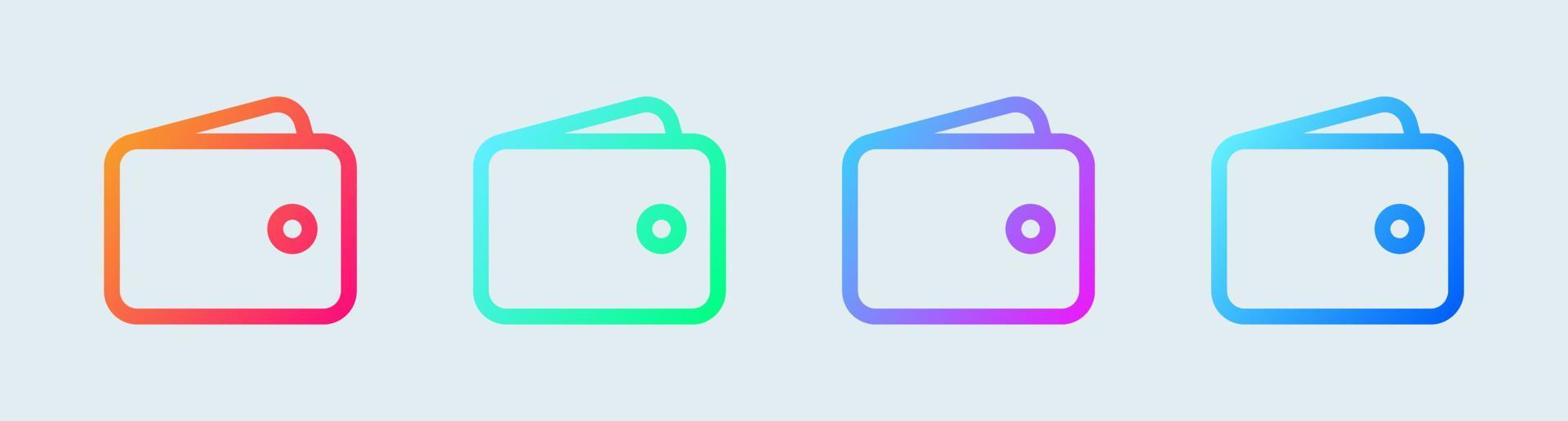 Wallet line icon in gradient colors. Finance signs vector illustration.