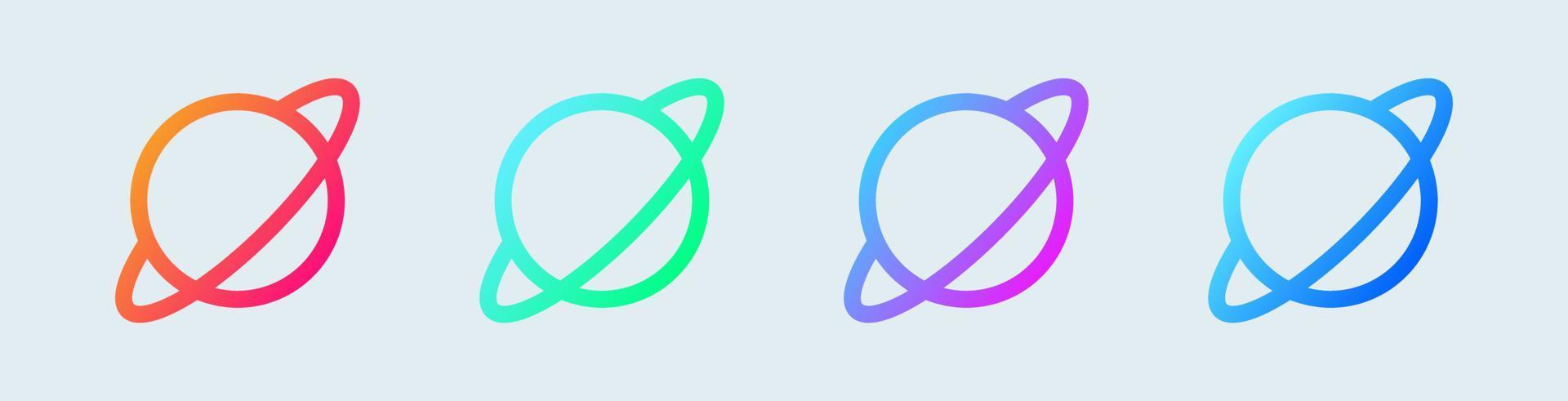 Planet line icon in gradient colors. Asteroid signs  vector illustration.