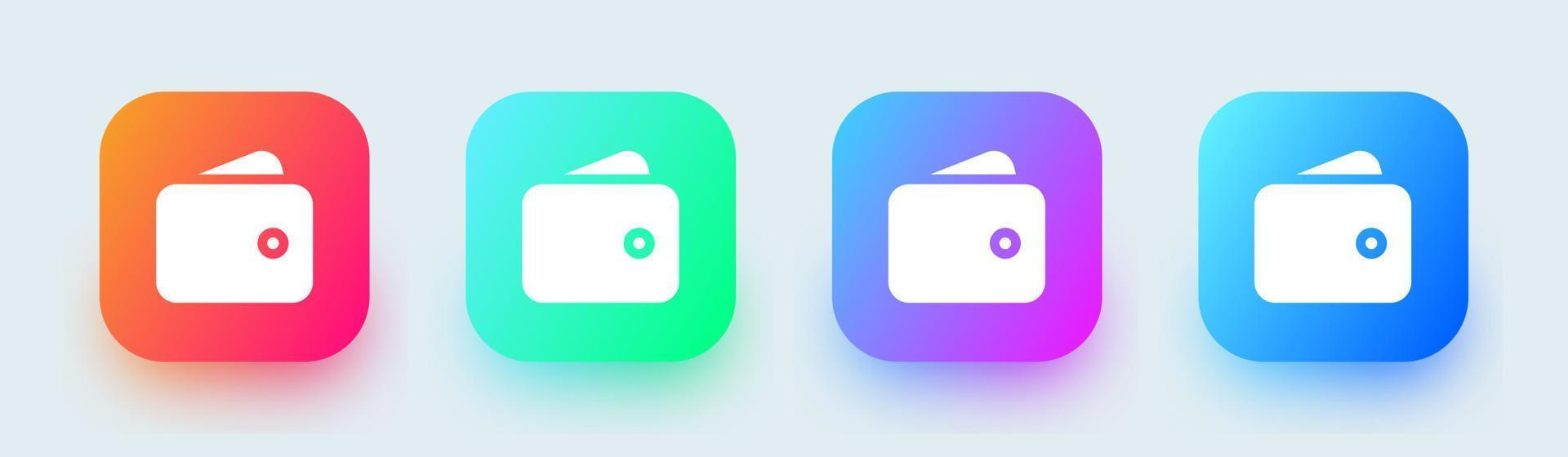 Wallet solid icon in square gradient colors. Finance signs vector illustration.