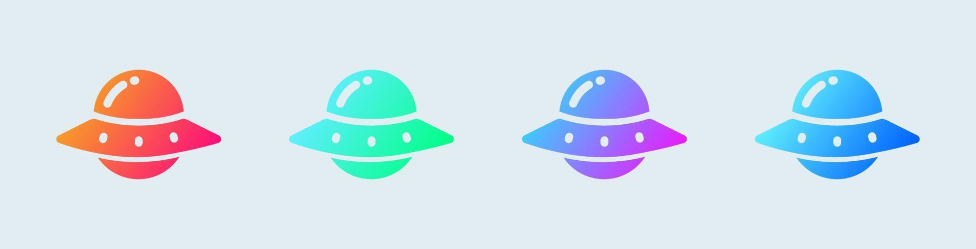 Ufo solid icon in gradient colors. Alien space ship signs vector illustration.
