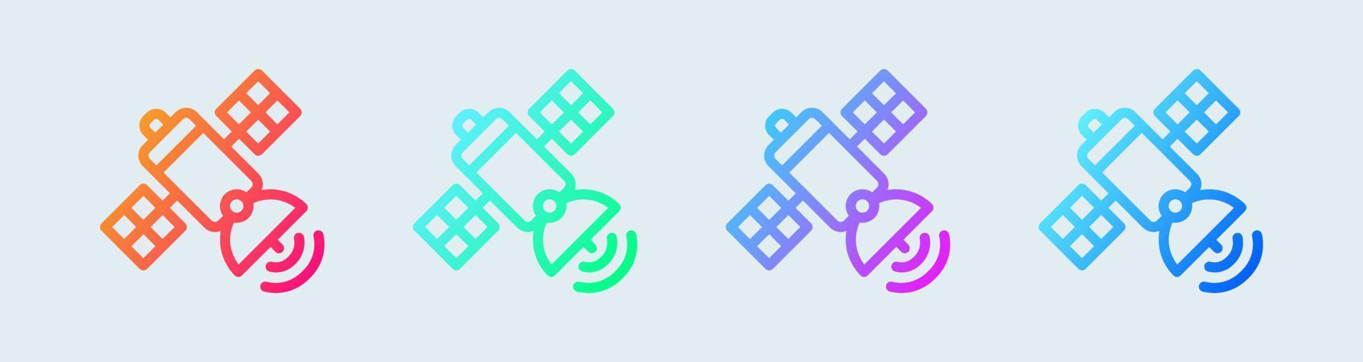 Satellite line icon in gradient colors. Antenna signs vector illustration.
