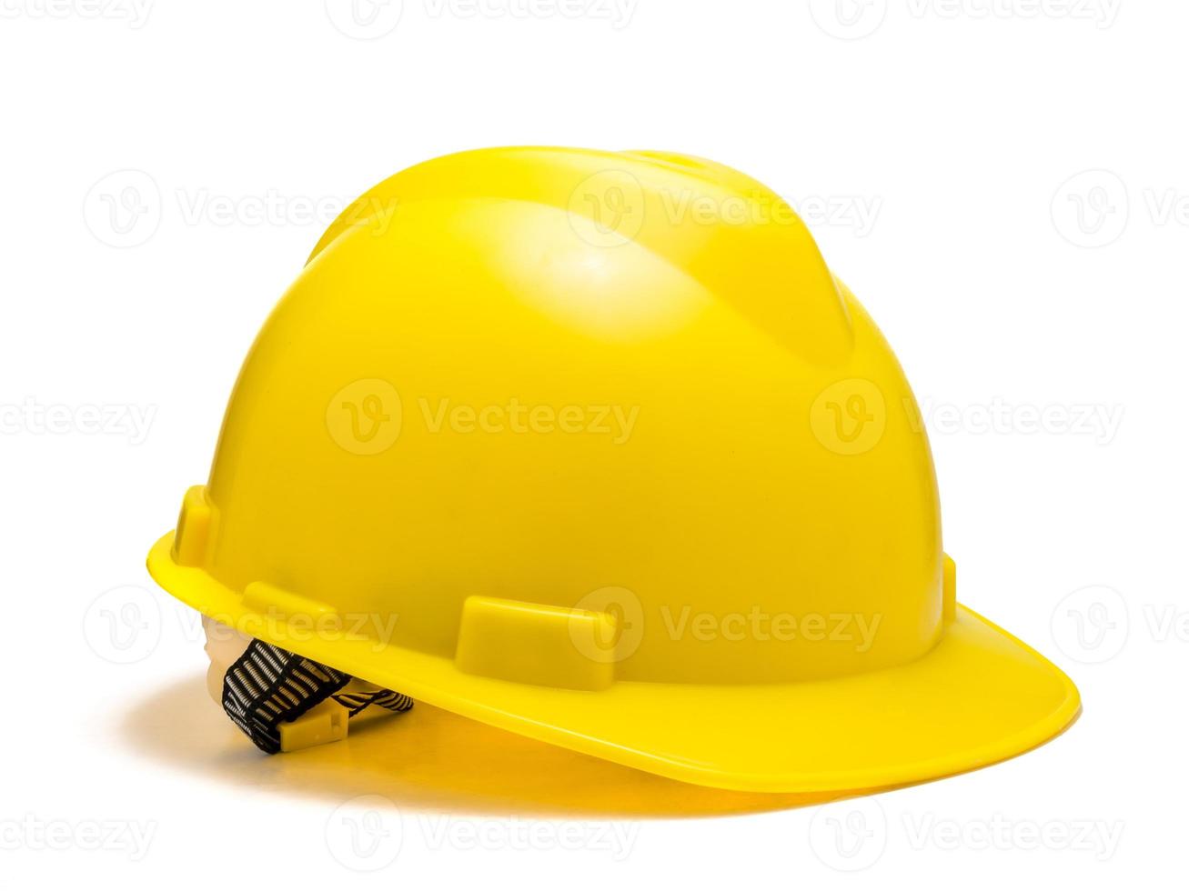 Yellow safety helmet isolated on white background photo