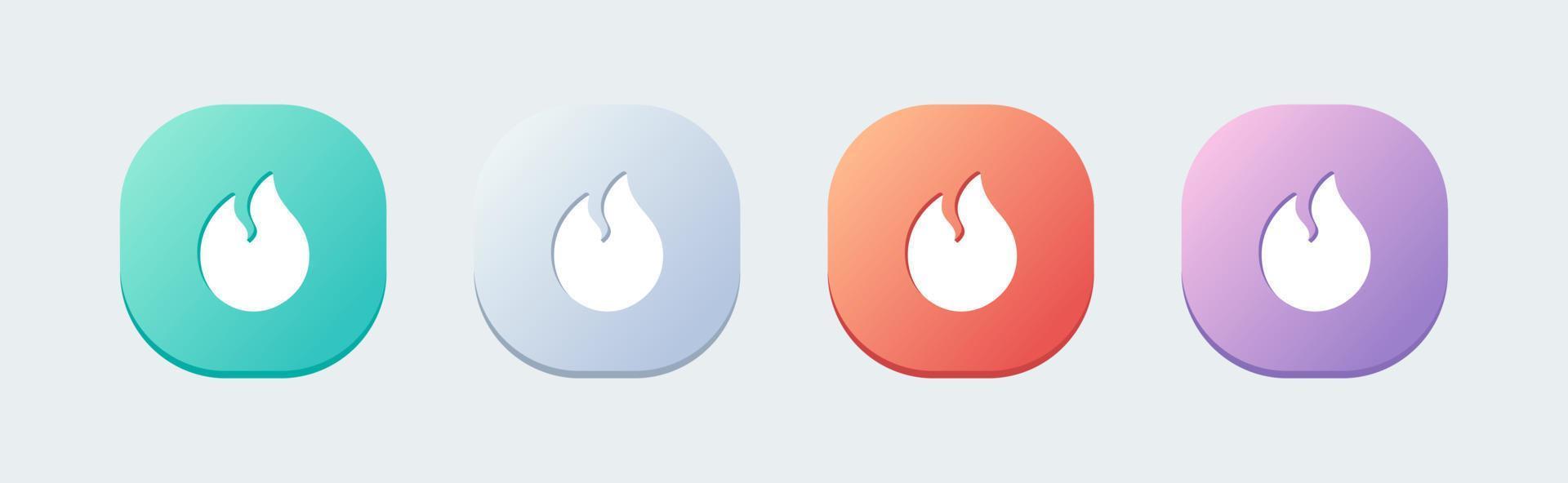 Flame solid icon in flat design style. Fire signs vector illustration.