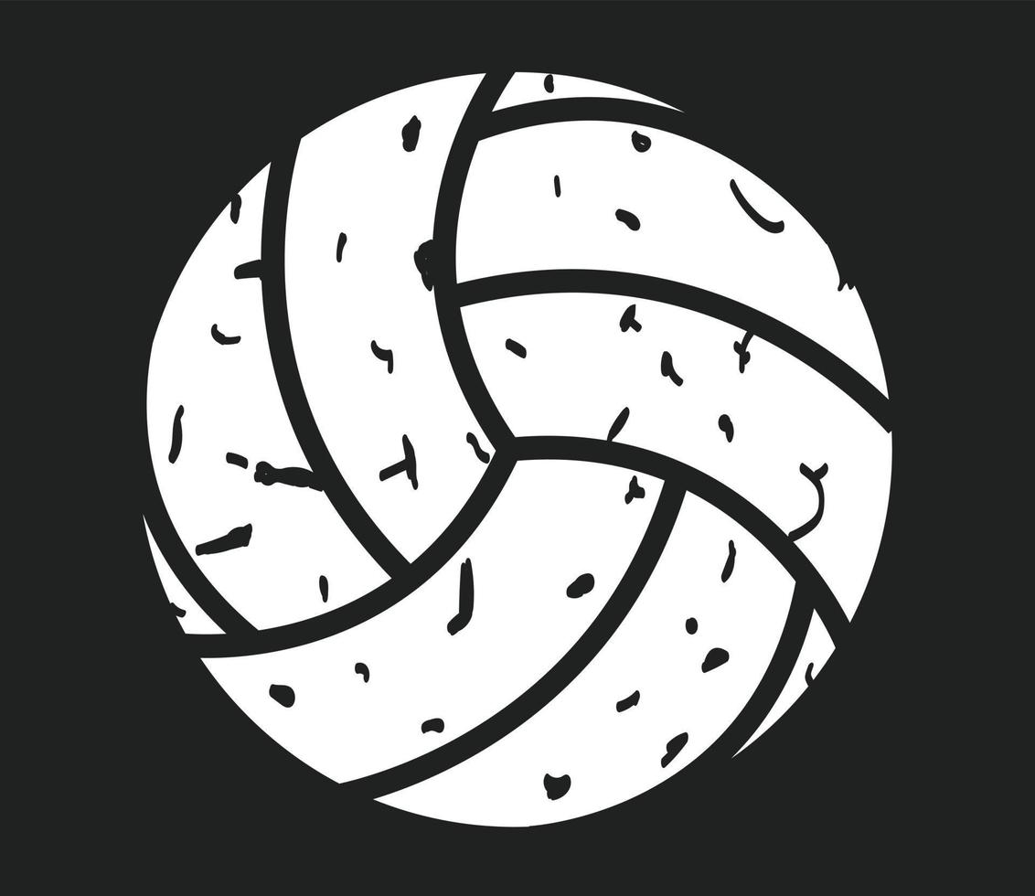 icono angustiado de voleibol sobre fondo negro. estilo plano signo de voleibol para el diseño de su sitio web, logotipo, aplicación, ui. símbolo de deporte grunge. vector