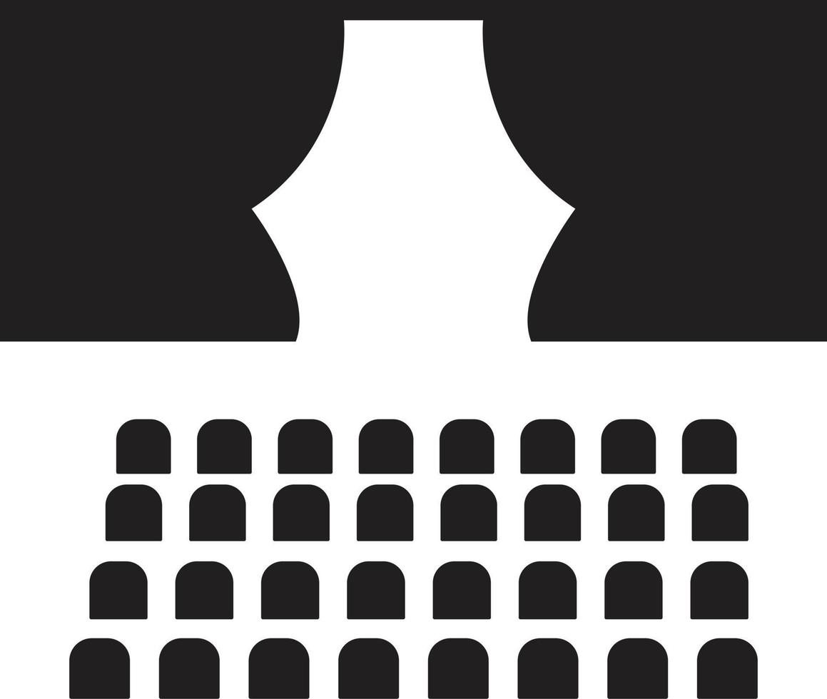 icono de escenario de teatro. señal de cortina de teatro. símbolo del cine. signo de escenario de teatro. vector