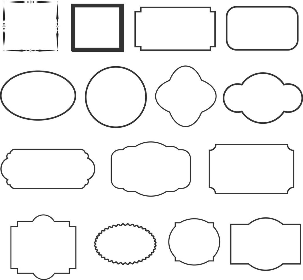 set of decorative vintage frames. set of black round and square vintage frames. vector