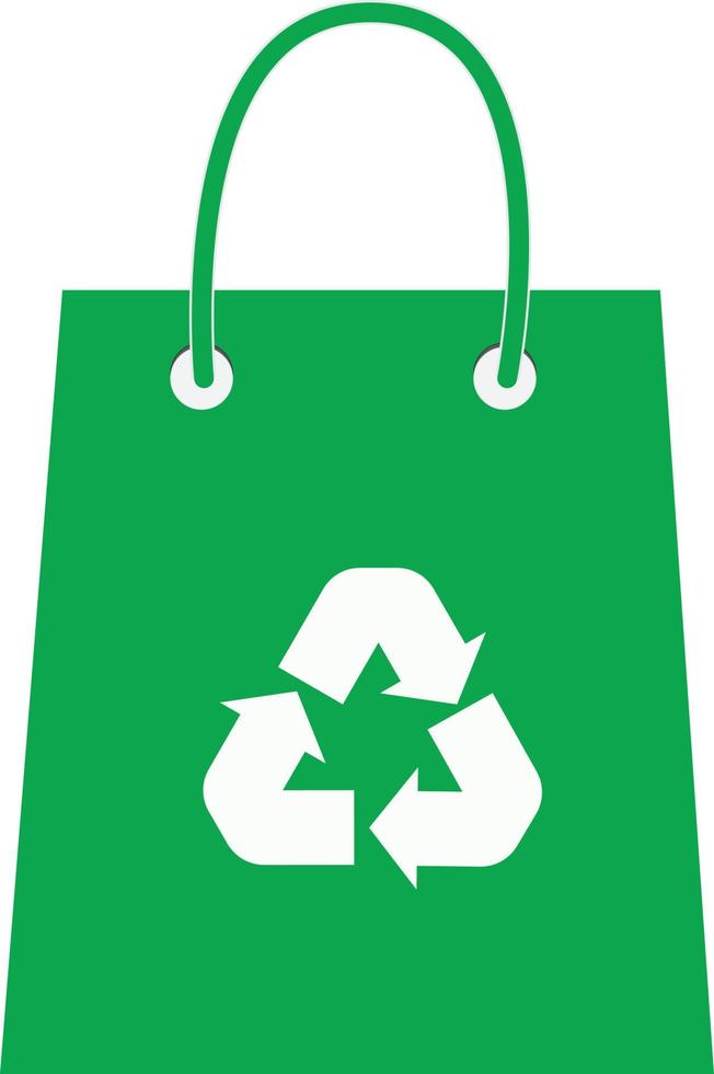 Paper shopping bag with recycle icon. Bag with recycling icon. Bag with recycling symbol. Eco bag sign. vector