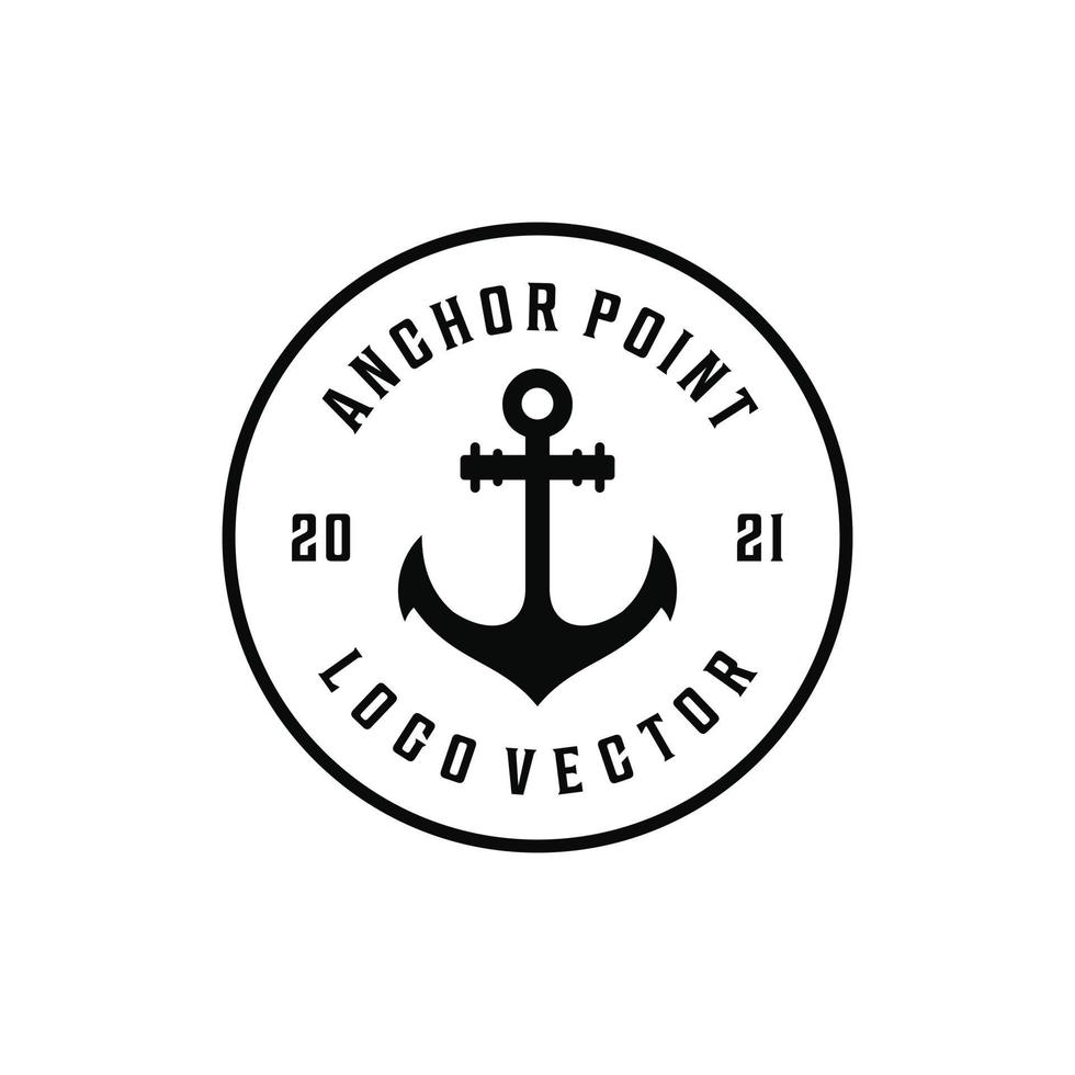 retro vintage hipster marinero ancla punto crucero diseño de logotipo marino vector