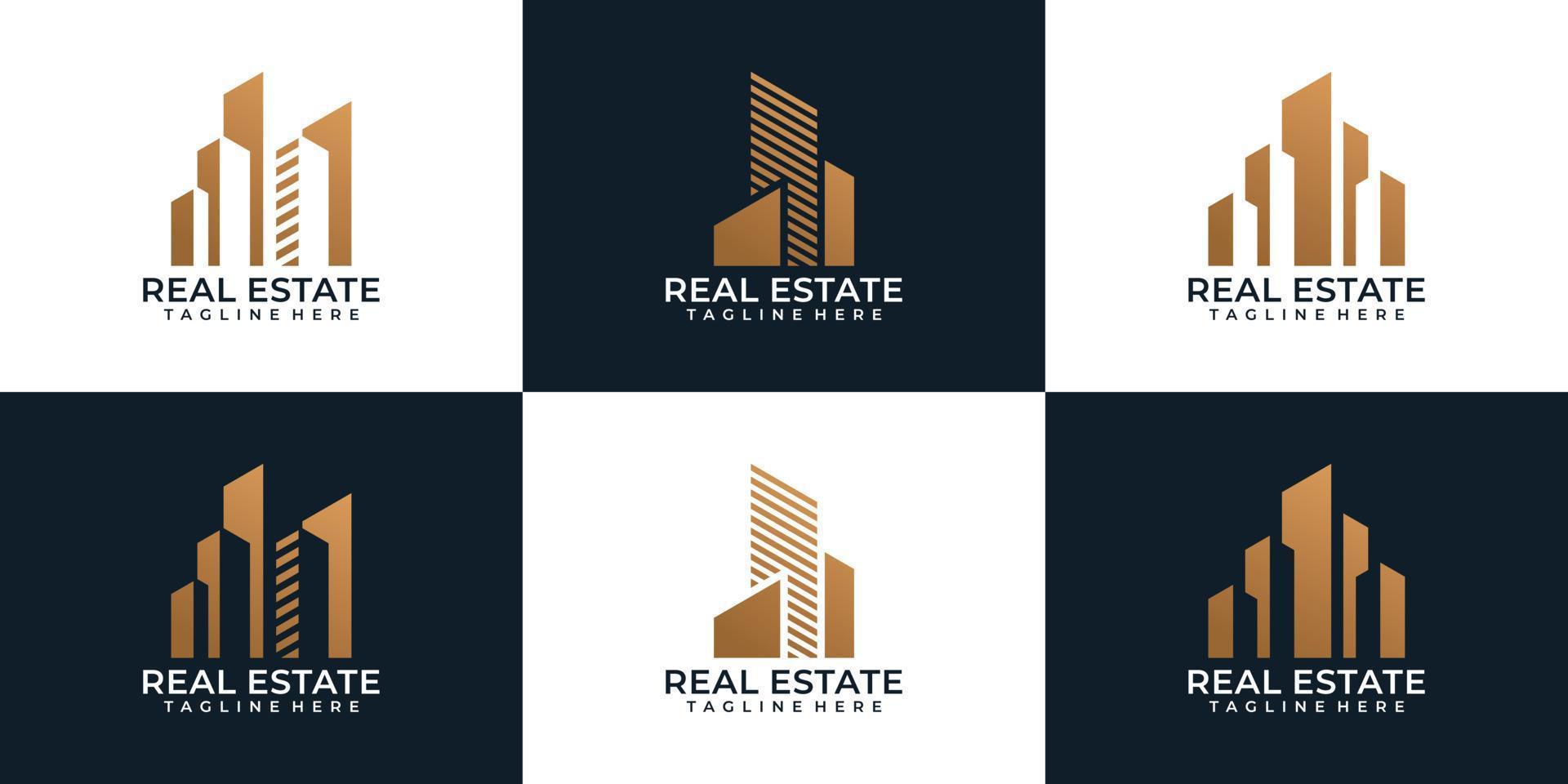 Set of creative luxury construction real estate logo element industry company vector