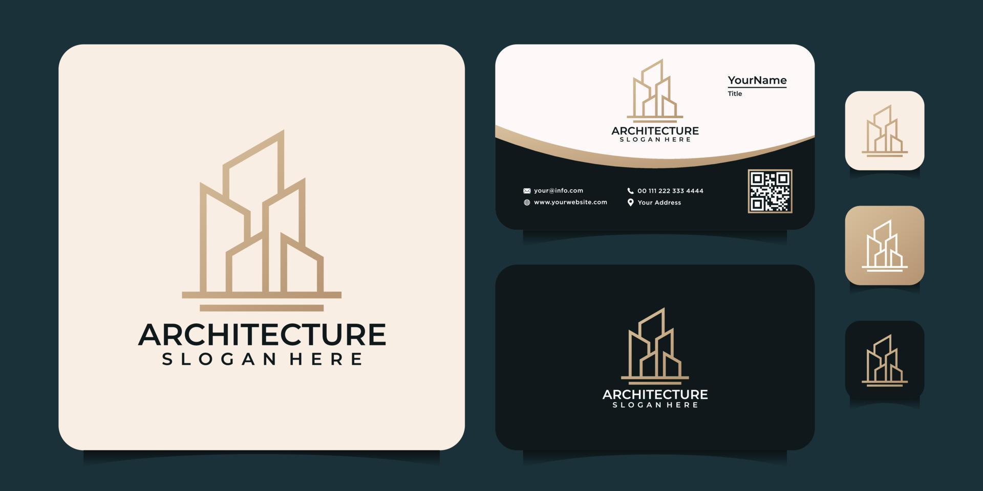 Monogram line architecture building unique logo finance property apartment vector