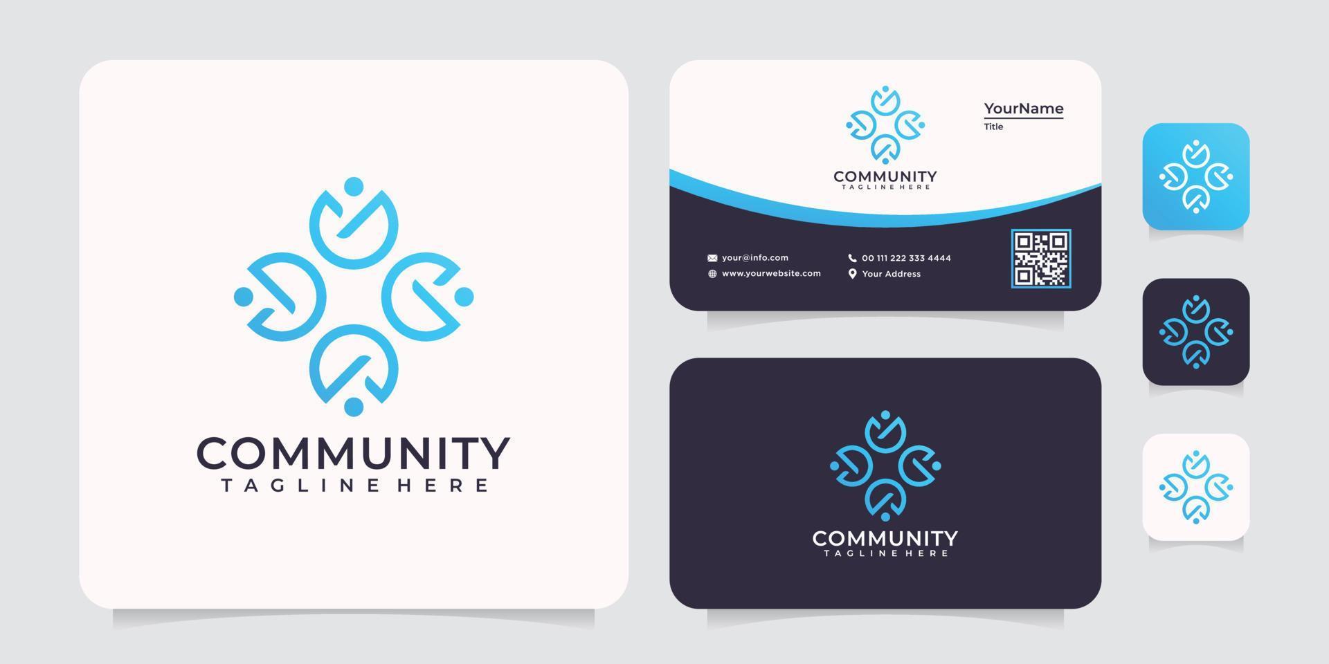 Social community monogram unique logo unity partnership vector
