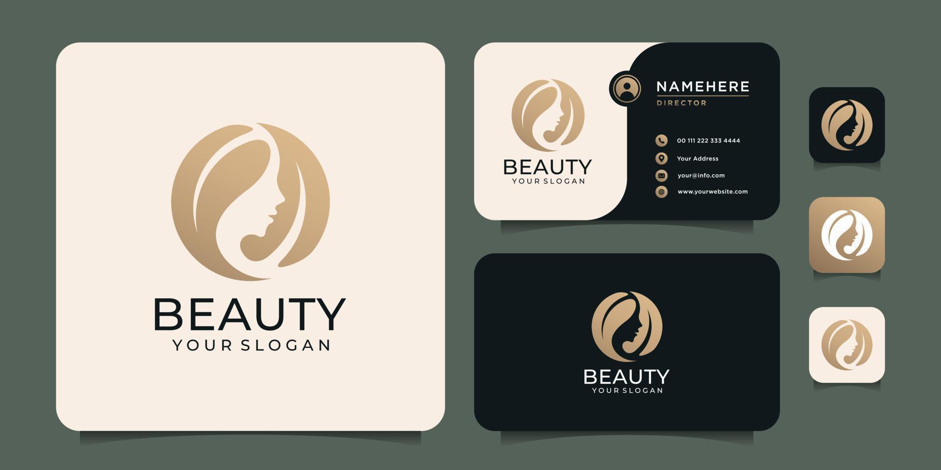 Beautiful luxury woman hair with leaf concept for salon fashion and spa vector