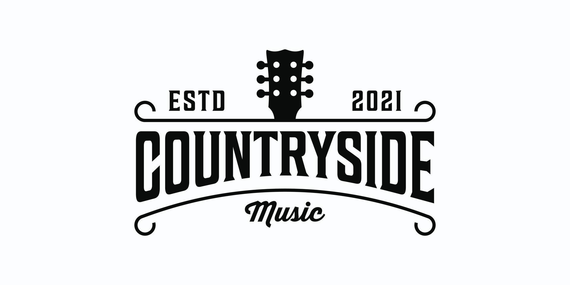 Countryside music vintage retro hipster silhouette logo elements vector