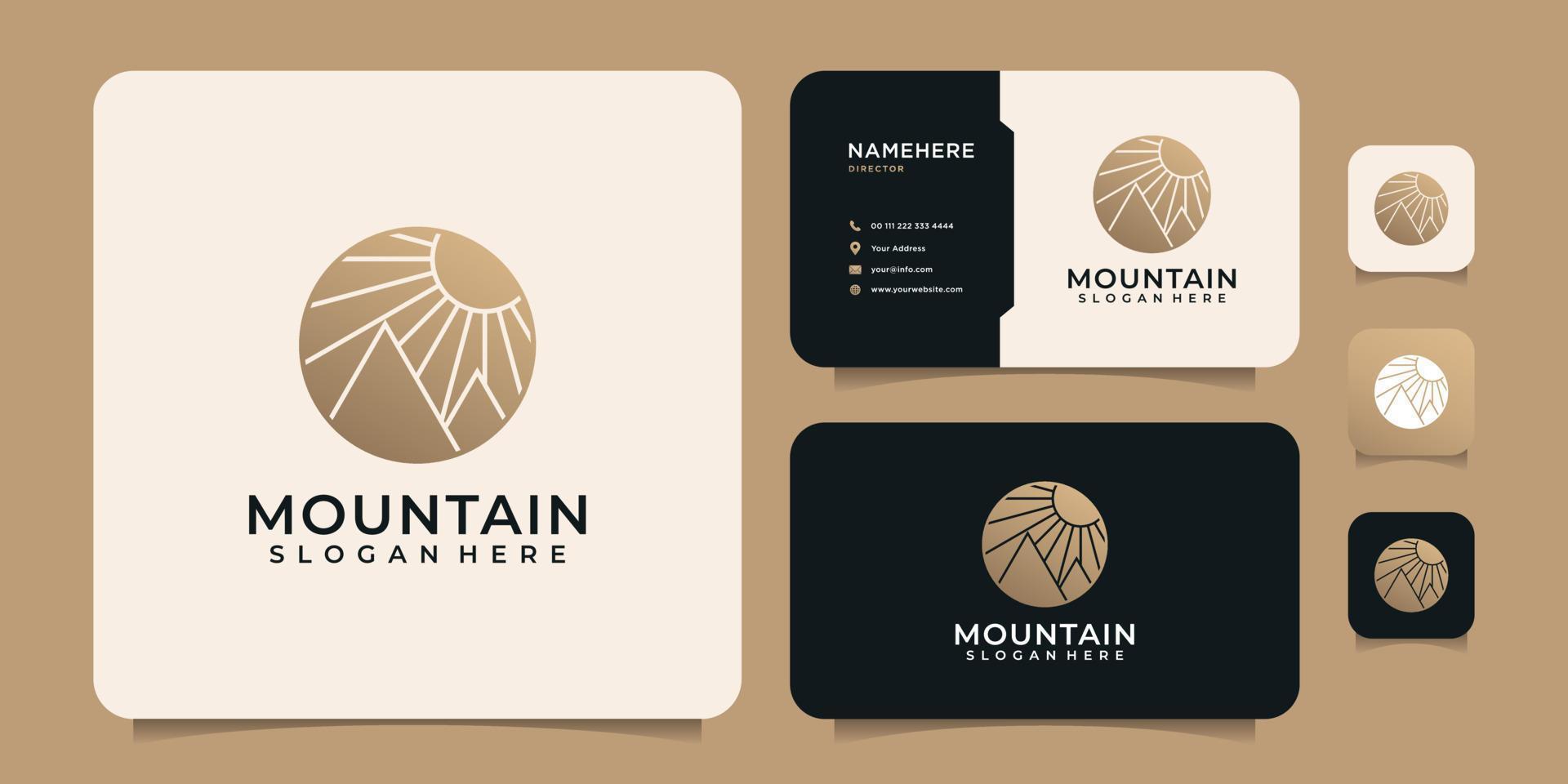 Minimalist luxury adventure mountain logo design elements peak hill expedition vector